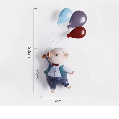 Nordic Rural Resin Crafts Cartoon Animals Wall Hanging 3D Rabbit Wall Decoration Background Wall Sticker Ornament R3125 - Цвет: Многоцветный