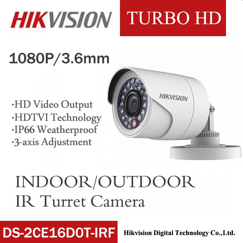 DS 2CE16D0T IRF Hikvision английская 2MP HD1080P IR Bullet камера 20 м Distance IP66 Водонепроницаемая CCTV