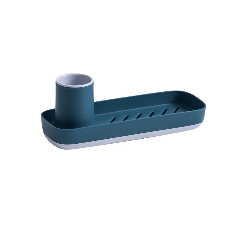 Стеллаж для хранения ванной лоток для ванной комнаты полка Душ Ванна инструменты полотенце для макияжа Органайзер пластиковая кухонная сливная система держатель - Цвет: Темно-синий