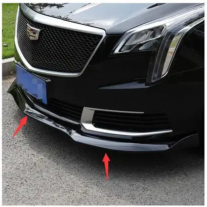 Для Cadillac xts защита выхлопного отверстия переднего бампера набор бампер Передняя Лопата задний спойлер черный - Цвет: Bright black