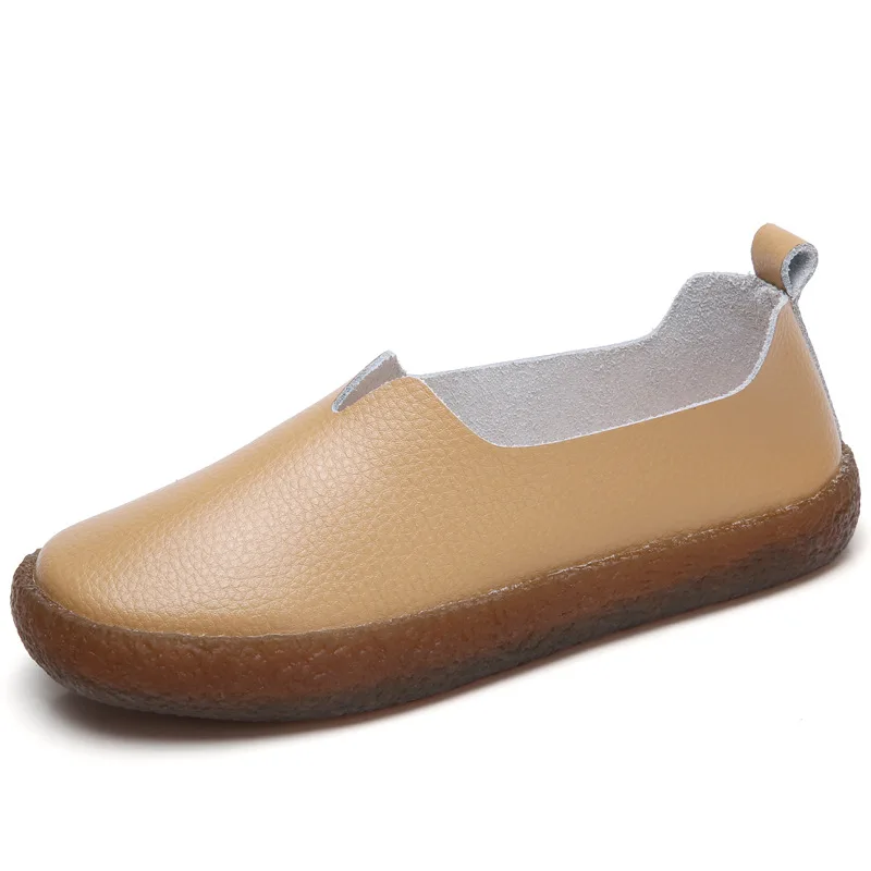 

2018 Hide Substance Flat Heel Loafers Shoes Nurses Driving Mom Maternity Shoes Large Size Shoes White Lazy WOMEN'S Shoes 908