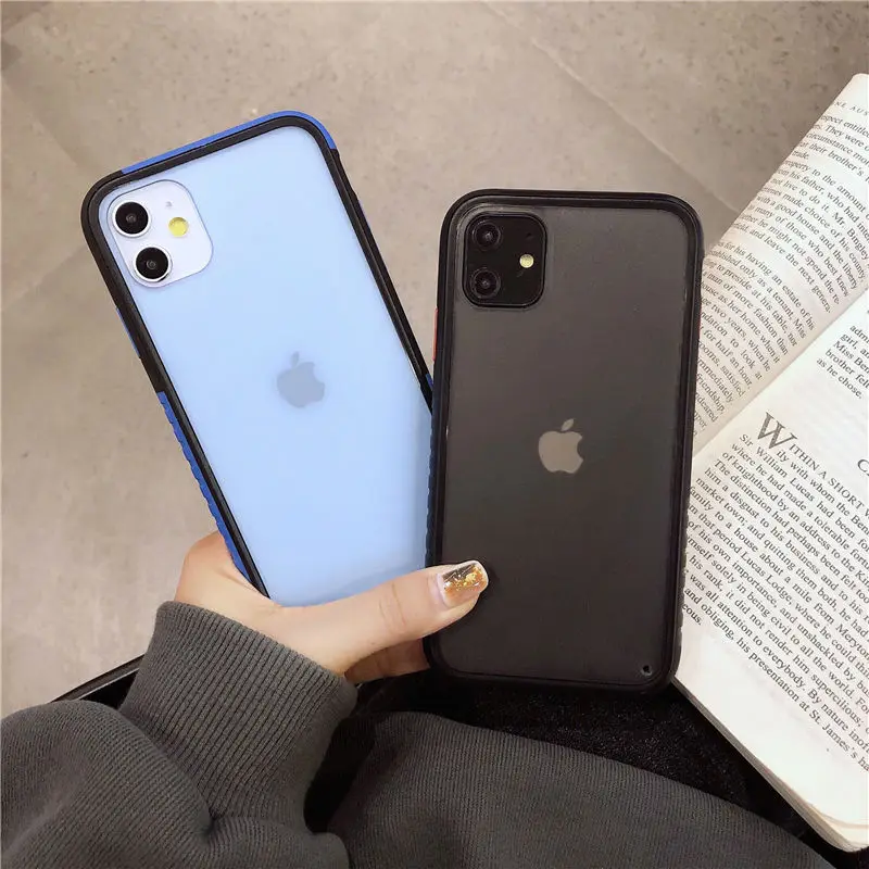 Противоударный матовый чехол бампер для iPhone 11 Pro Max XR XS X 8 7 6 6S Plus прозрачный
