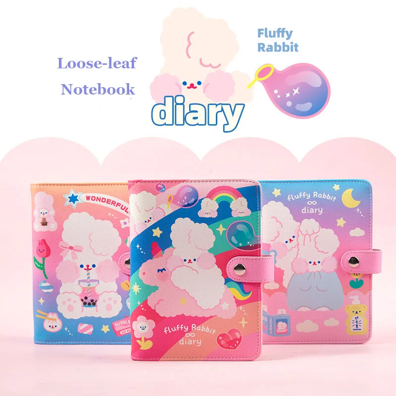A6 Kawaii Journal Notebook Diary Loose-leaf Planner Weekly Ring Binder Planner Agenda Diary Rabbit Notebook Sticker Pockets A6 Kawaii Journal Notebook Diary Loose-leaf Planner Weekly Ring Binder Planner Agenda Diary Rabbit Notebook Sticker Pockets