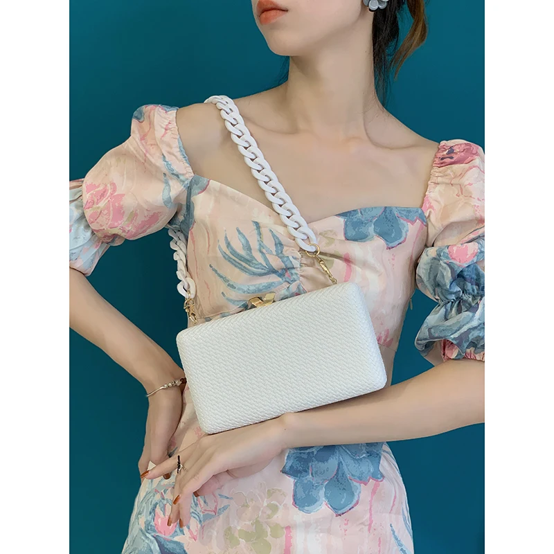 

Lemonc Original Design European and American Fashion Woven Box Clutch Dinner Dress Chain Shoulder Messenger Bag purses handbags