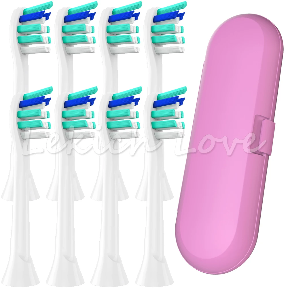 8Pcs with Pink Case 8 шт. сменные насадки для зубных щеток Philips Sonicare, подходят для HX9044 HX6064 HX6074 HX9024 HX6730 hx6062 HX6930 - Цвет: 8Pcs with Pink Case
