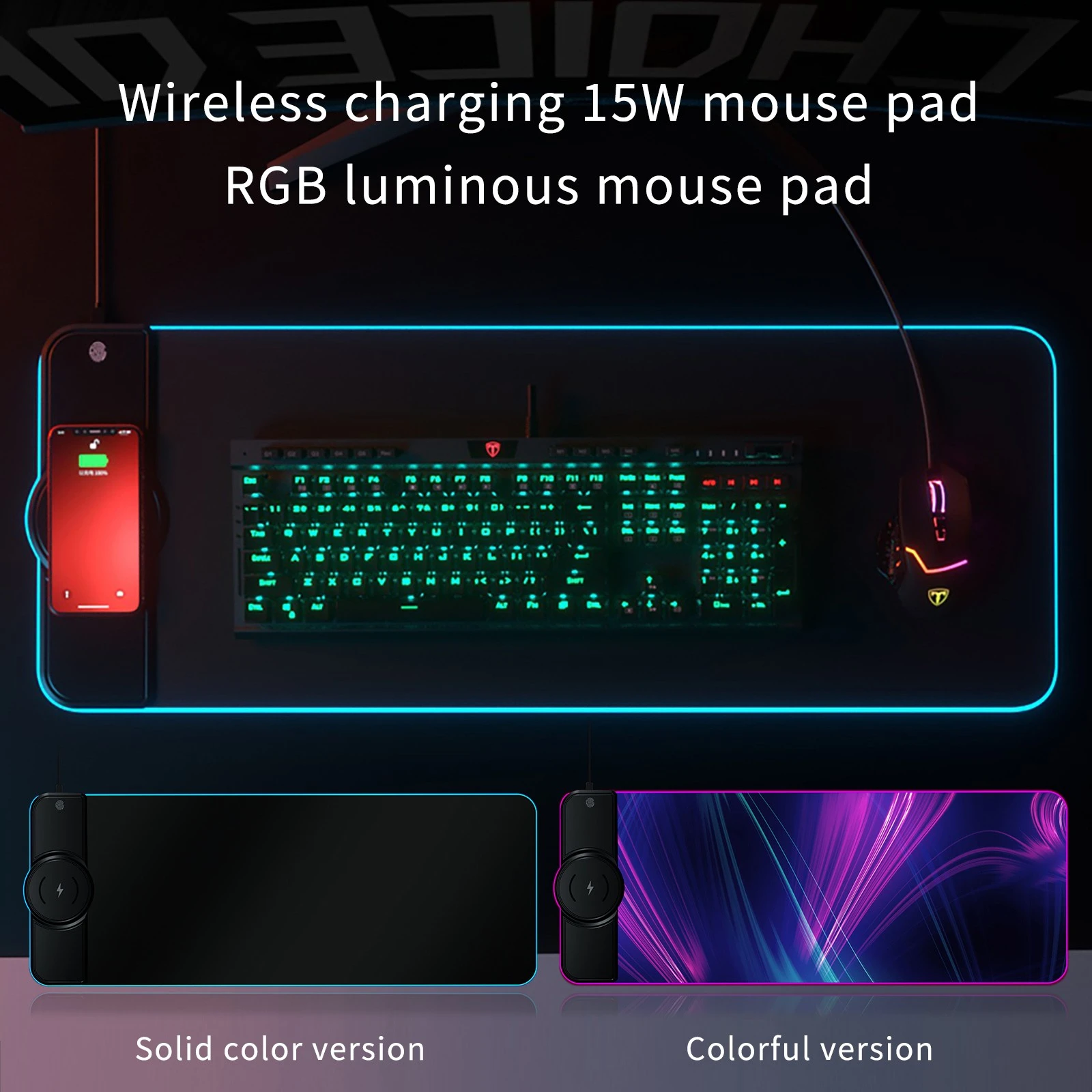 rol Op maat Industrialiseren Draadloos Opladen Muismat Gamer Mousepad Oversized Rgb Lichtgevende Bureau  Mat Computer Laptop Toetsenbord Antislip Glowing Led Kussen|Muismat| -  AliExpress