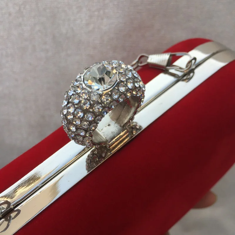 

AliExpress Clutch Simple Flannel Evening Bag Ring Head Diamond Set Chain WOMEN'S Bag Collocation Cheongsam Bag