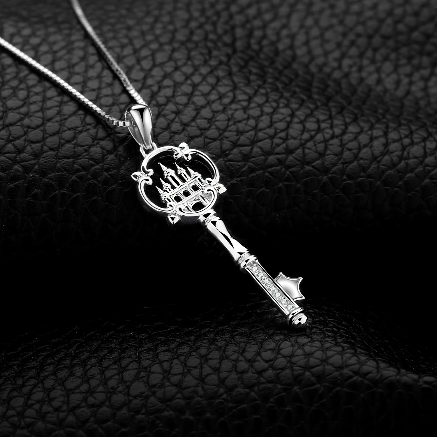 JewelryPalace Cubic Zirconia Castle Key Pendant Necklace Without Chain 925 Sterling Silver Pendant Jewelry for Women Fashion