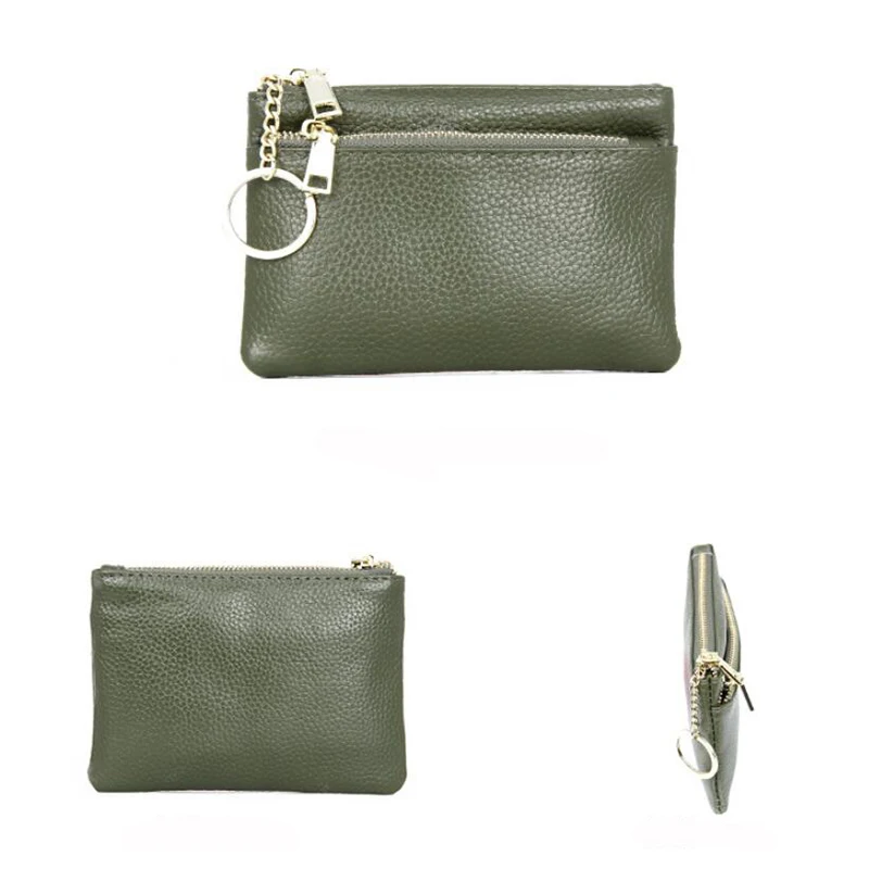 New Brand Men Soft Genuine Leather Card Holder Women Coin Purse Key Holder Zip Wallet Pouch Bag Purse