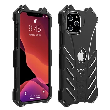 

MME Metal Bumper Case for iPhone 7 8 Plus X XS XR XsMax 11 11Pro 11Pro Max Batman Shape Armor Heavy Duty Shockproof Case