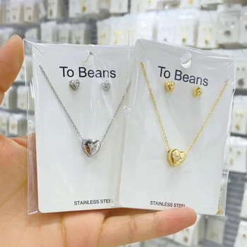 

Stainless Steel Jewelry Simple Design Silver Color Crystal Heart Necklace For Women New Brand Fashion