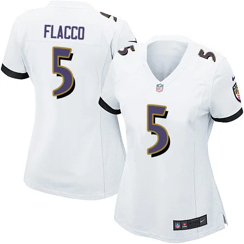 Белый Stitiched, Baltimore#5 Joe Flacco для женщин Джерси - Цвет: Белый