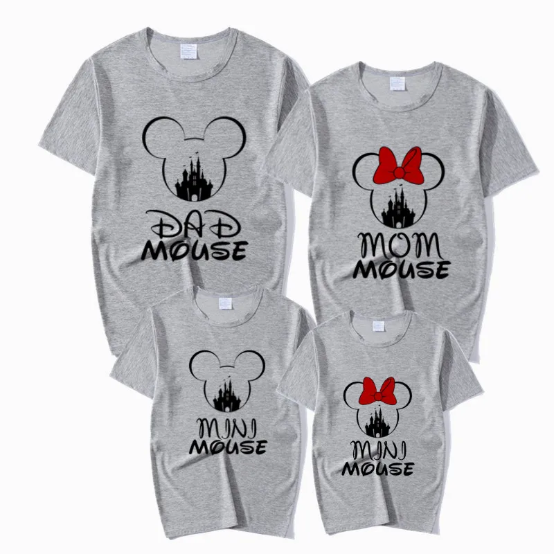 Семейная футболка для мамы, папы и ребенка; одинаковые комплекты с принтом мыши; футболка для мамы, папы и сына; семейная Одежда для маленьких девочек; детская футболка