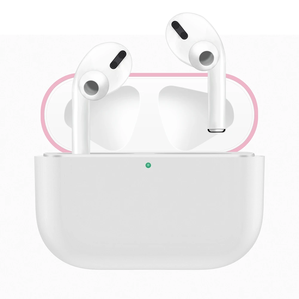 Pink White Кожаный чехол для наушников для AirPods Pro, силиконовый защитный чехол, беспроводная bluetooth-гарнитура, защита от падения, водонепроницаемый чехол для хранения - Цвет: Pink White