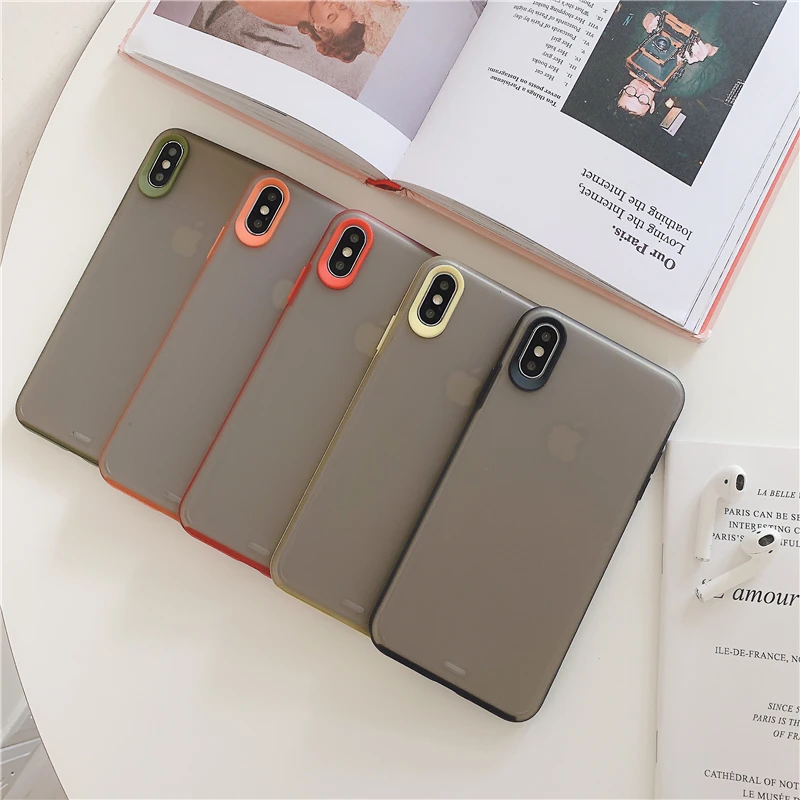 

Couples Shockproof Simple Matte Cases For iphone XR X XS Max Candy Color Edge Phone Case For iphone 7 8 6 6S Plus Cover