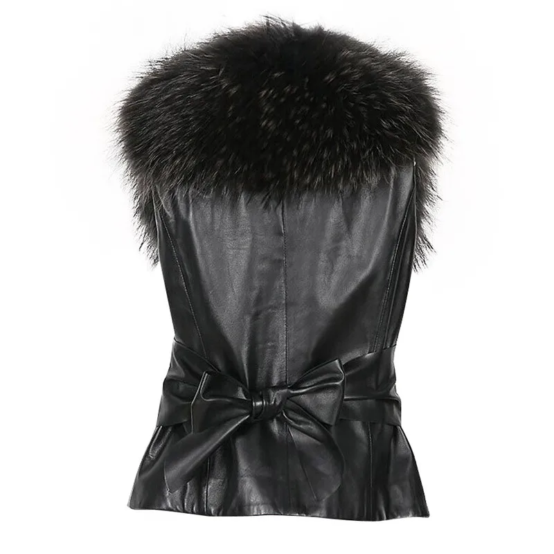 Женское пальто из искусственной кожи pu с искусственным мехом, повседневный жилет без рукавов размера плюс с воротником из искусственного лисьего меха, зимняя женская куртка 3XL O15