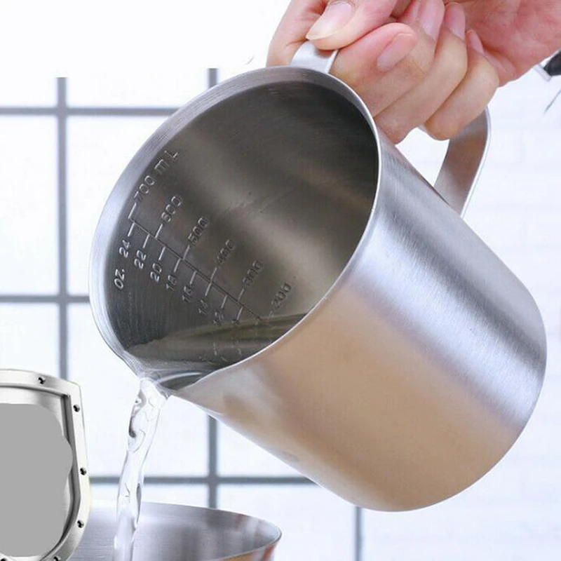Juvale 32 Oz Stainless Steel Measuring Cup With Handle, 4 Cup Metal Pitcher With Ounces And Milliliters Marking (1000 Ml