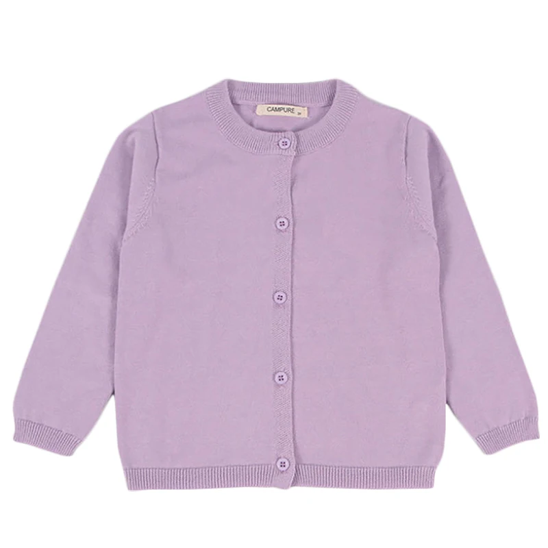 Детский вязаный хлопковый свитер, кардиган, новинка года, повседневный тонкий осенне-зимний свитер с круглым вырезом и длинными рукавами верхняя одежда для детей от 12 месяцев до 5 лет, GW06 - Цвет: Light Purple