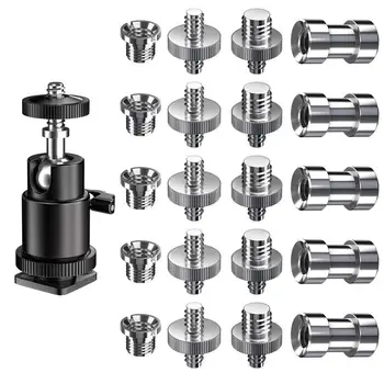 

Camera Screw, 21 Pcs 1/4 Inch 3/8 Inch Converter Threaded Screws 1/4inch Hot Shoe Adapter Mount Camera Ball Head Set Camera/Trip