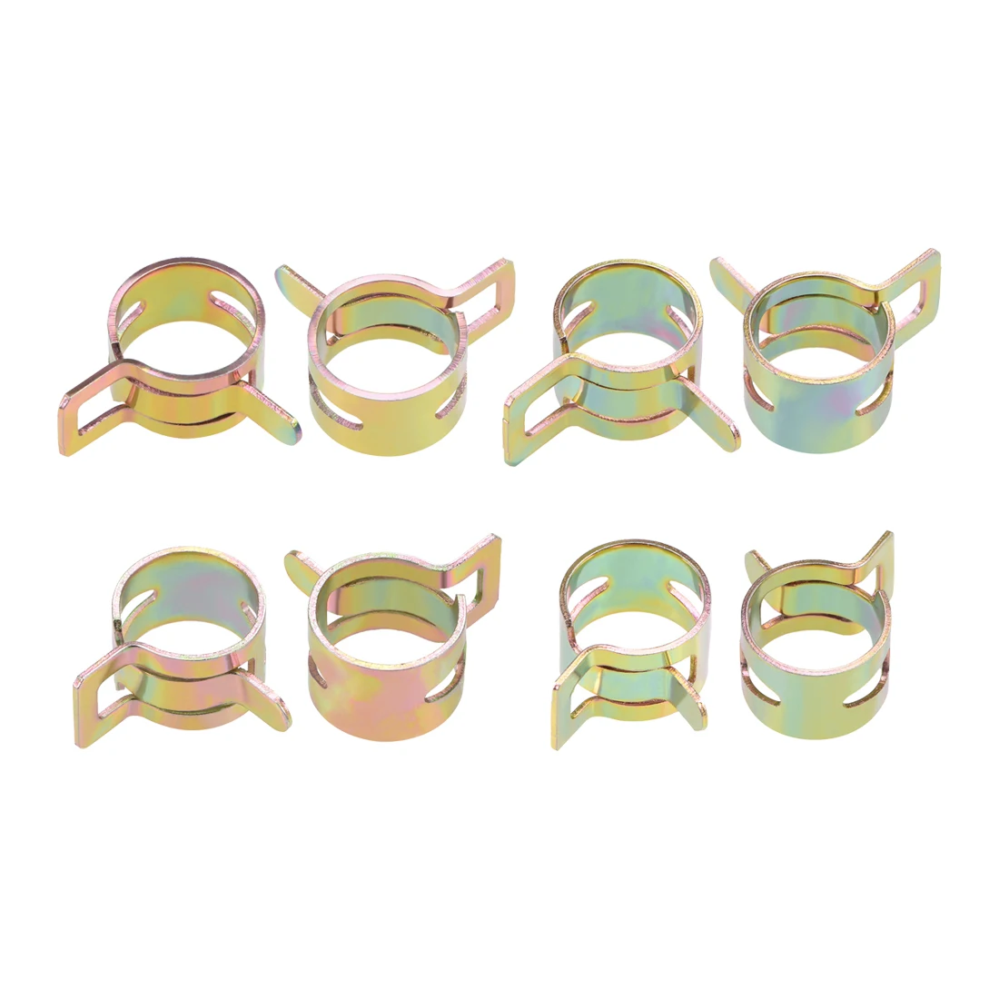 

uxcell 10/20/50pcs Steel Band Clamp 12-18mm for Fuel Line Silicone Hose Tube Spring Clips Clamp Color-zinc Manganese Steel