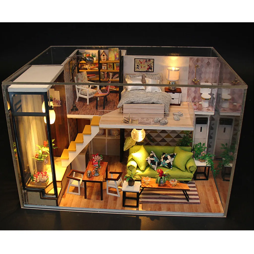 Миниатюрная мебель для скандинавских кукольных домиков Diy 3D Деревянный