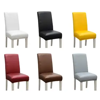 

PU Leather Elastic Chair Cover Waterproof Oil-proof Dust-proof Wear-resistant Chair Case For Hotel Banquet Wedding