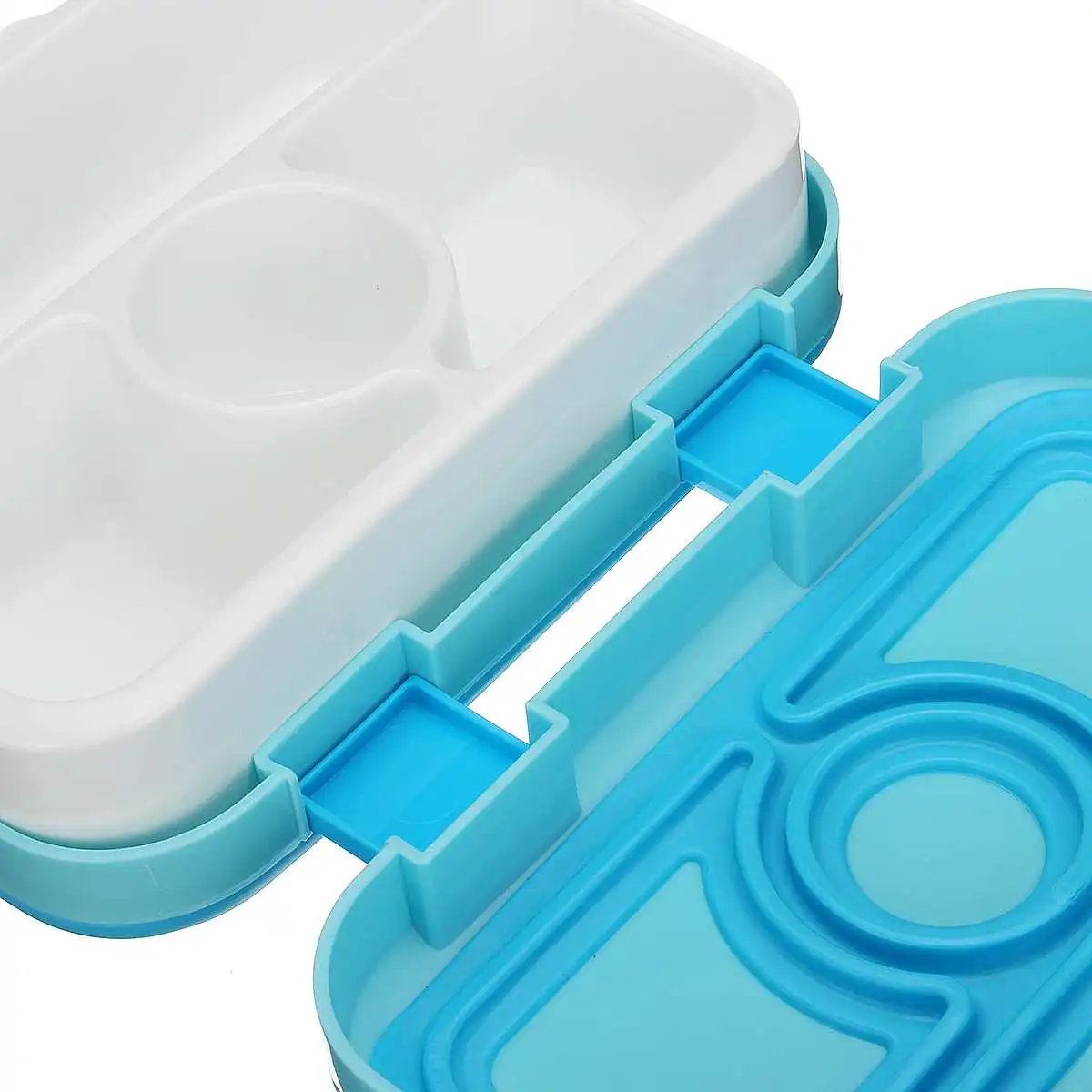 2 Слои печь Bento Коробки для обедов разделены Еда контейнер для хранения пикника Коробки для обедов Пластик синий/серый с ложкой