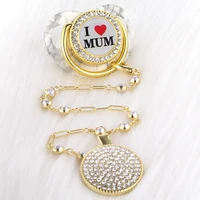 Luxury Pacifier Beads Bling Hot Selling Baby Gold Pacifier Holder For Shower Gift  Appease Play Mouth Spot Su Chupetes De Lujo 1