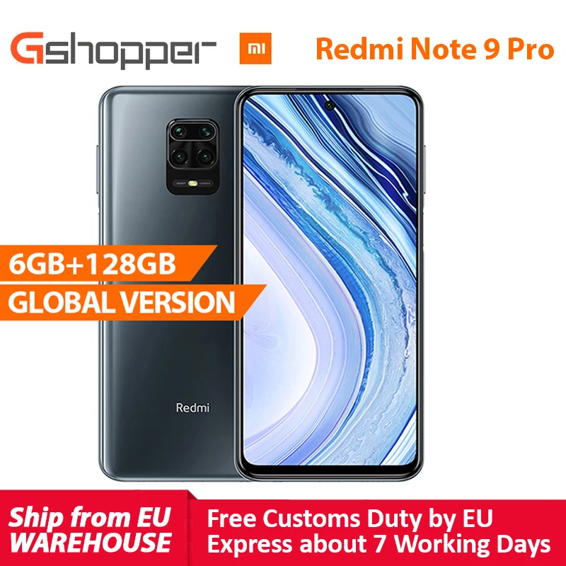 Глобальная версия Xiaomi Redmi Note 9 Pro 6 ГБ ОЗУ 128GB Смартфон Snapdragon 720 Octa Core 64MP Quad камеры 5020