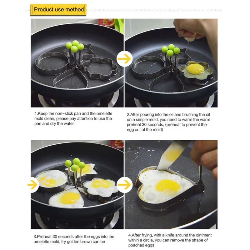 5pcs/set Stainless Steel Cute Shaped Fried Egg Mold Pancake Rings Mold Kitchen Tool kichen accessories