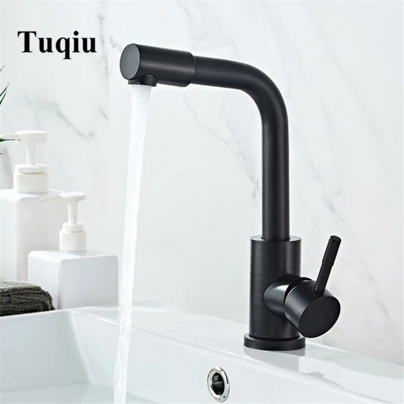 style 3 black Черный кран Tujiwu 304 из нержавеющей стали, кран для ванной, кран для холодной и горячей раковины - Цвет: style 3 black