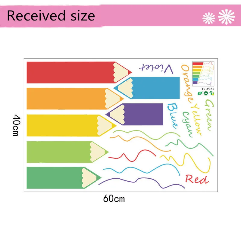 1 шт., Мультяшные цветные наклейки на стену в виде карандаша для детского сада, учебник, класс, настенные самоклеящиеся наклейки для рисования, обои, забавные наклейки