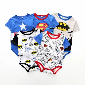 

Summer 2019 Toddler Infant Clothes Pure Cotton Baby Superman Batman Hero Baby Unisex Bodysuit Baby Clothing