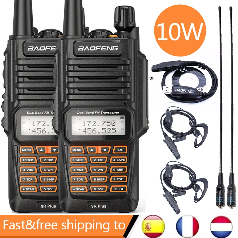 Ham Radio Walkie-Talkie BF-UV9R Waterproof Plus UV-XR 2PCS Dual-Band IP68 10W 136-174/400-520mhz