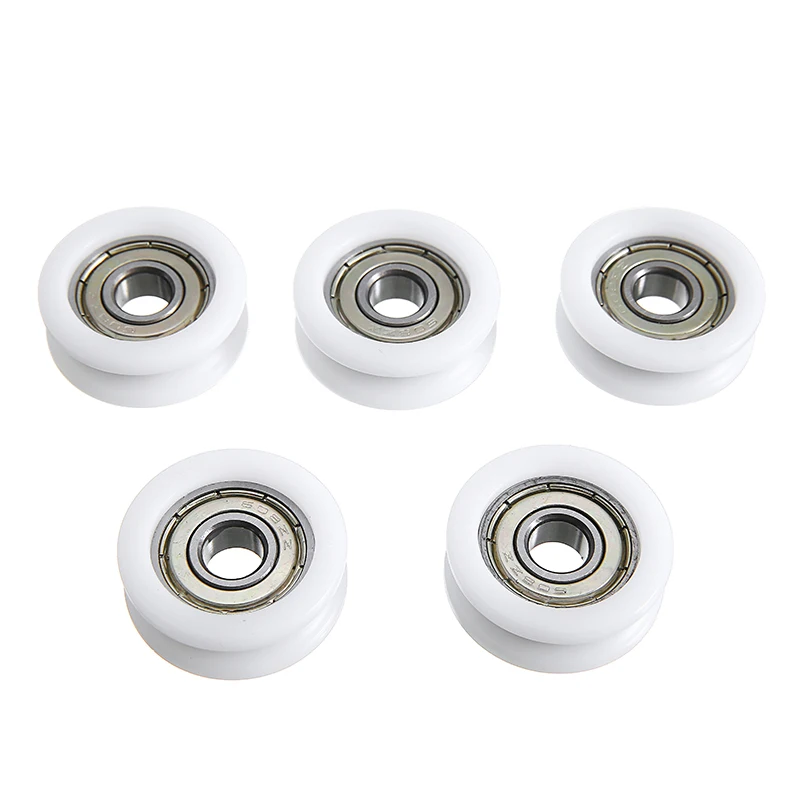 5pcs/set White U Groove Bearing Nylon Plastic Embedded 608 Ball