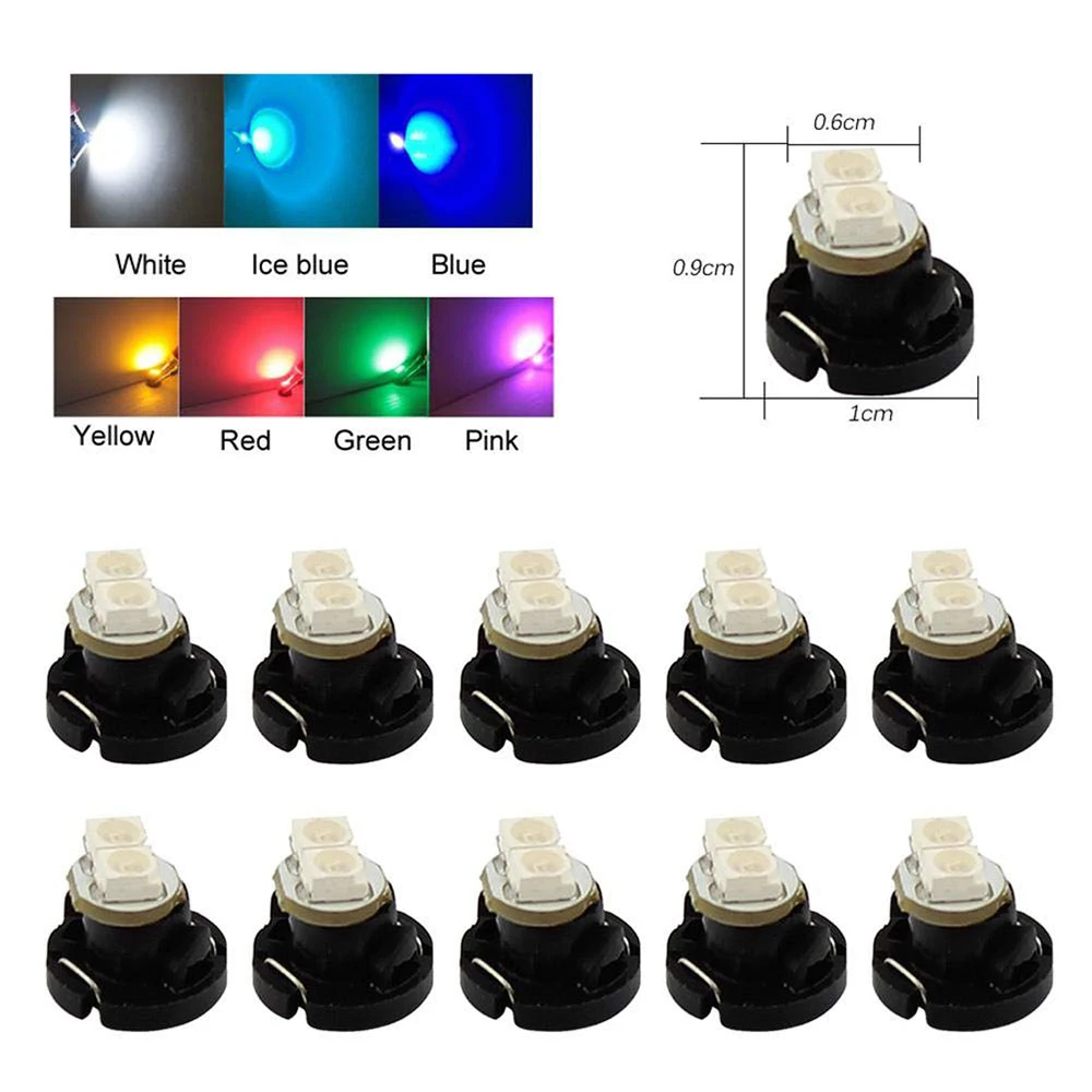 

Multicolor 10pcs T4.2-1210 LED 2 SMD Lamp Auto Car Gauge Speed Dash Bulb Dashboard Instrument Light