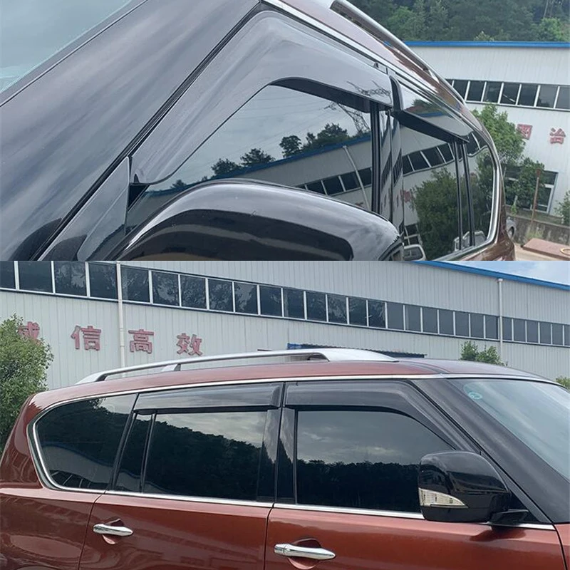 

CEYUSOT FOR 4PCS CAR Window Visor Nissan Patrol Y62 Side Sun Rain Protection Shield Black Accessories Body Kit Patrol 2012-2020