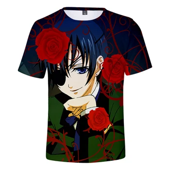 

japan Anime Black Butler boys/girls 3D t-shirt Unisex short sleeve summer cool Kuroshitsuji cartoon loose high quality 3D tshirt