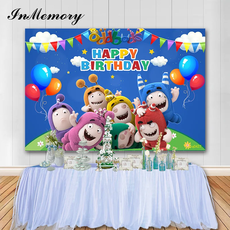 InMemory мультфильм Oddbods вечерние фоны фотостудия детский душ фотографии реквизит день рождения фон виниловый