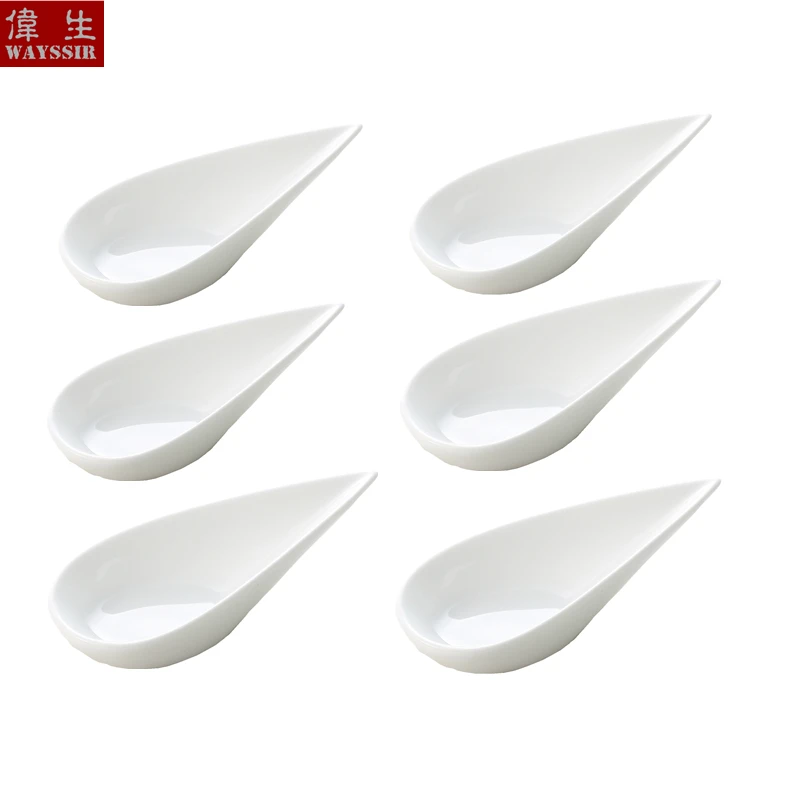 Porcelain Dining Dish Spoon Mini Appetizer Serving Plate 6PCs