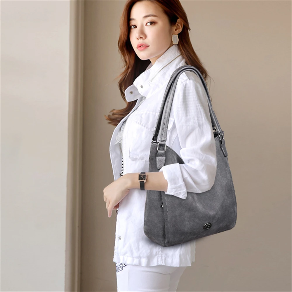Новая женская замшевая кожаная сумка высокого качества роскошные сумки женские сумки дизайнерские двойные основные сумки на плечо для женщин