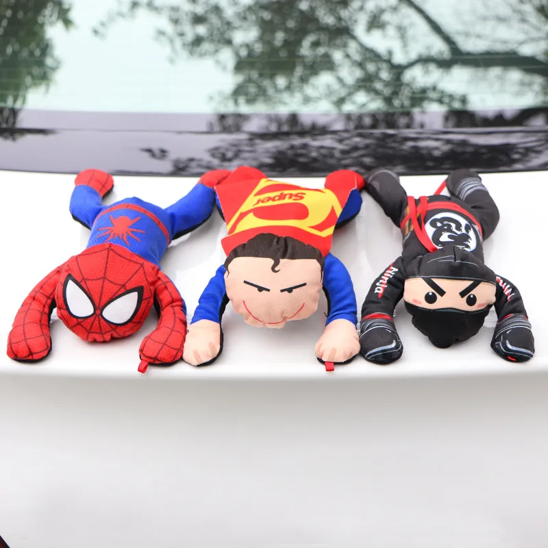 

33cm Superman Doll Car Roof Decoration Doll Exterior Hanging toy Funny Plush Toy Exterior Decoration Spiderman Superman Ninja