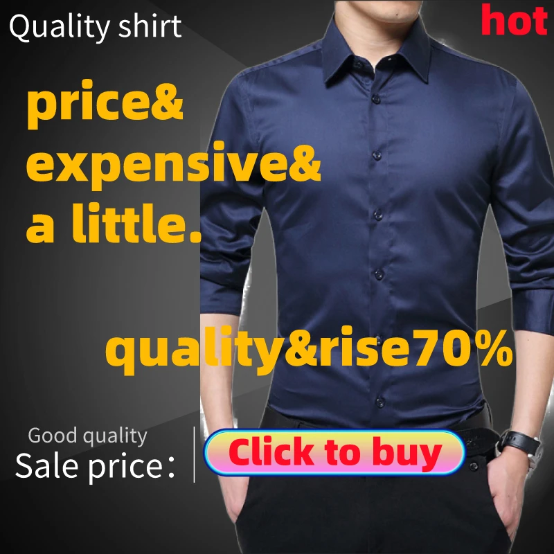 

Mens Long Sleeve Shirt Fashion white Casual Solid color Fashion Business Design Fabric Soft Comfortable Men Business（Free gift）