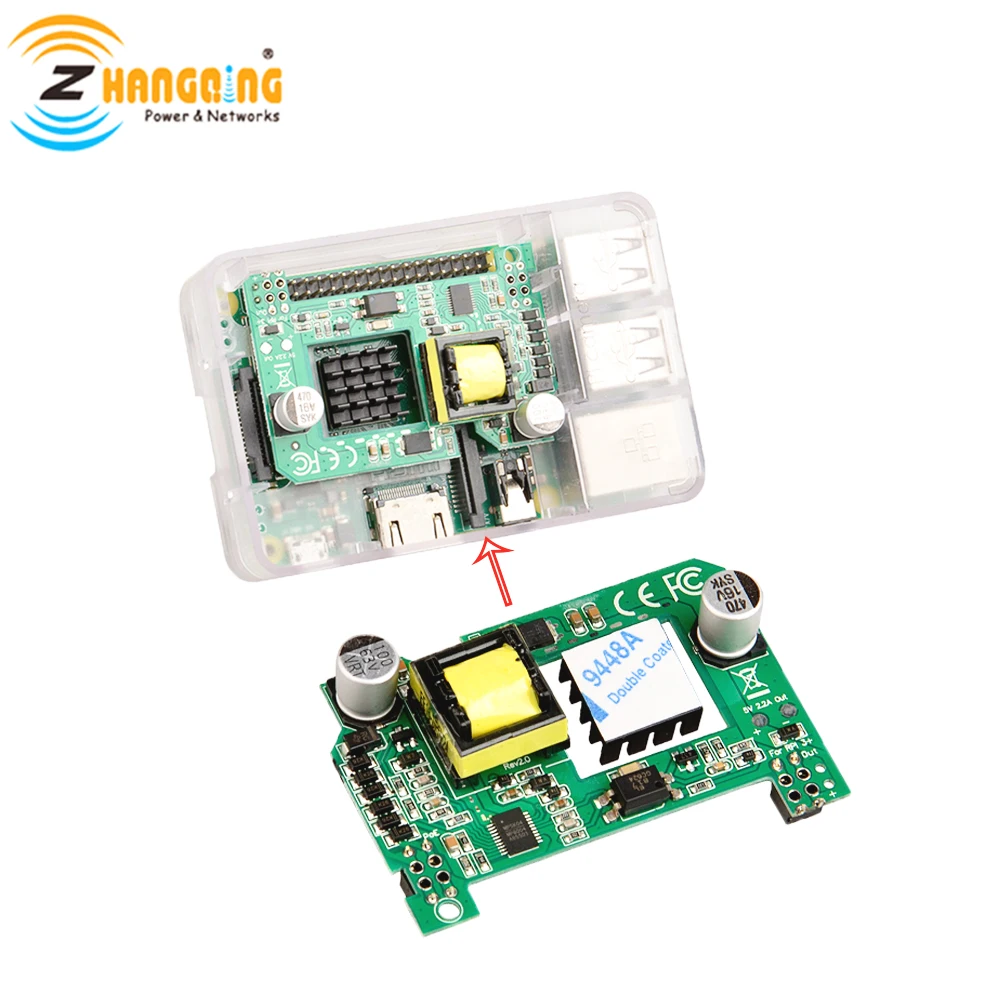 Активная 10 Вт GAF-PiHat Изолированная печатная плата PiHat 48-56 в для Raspberry Pi чехол (Canakit) 3B