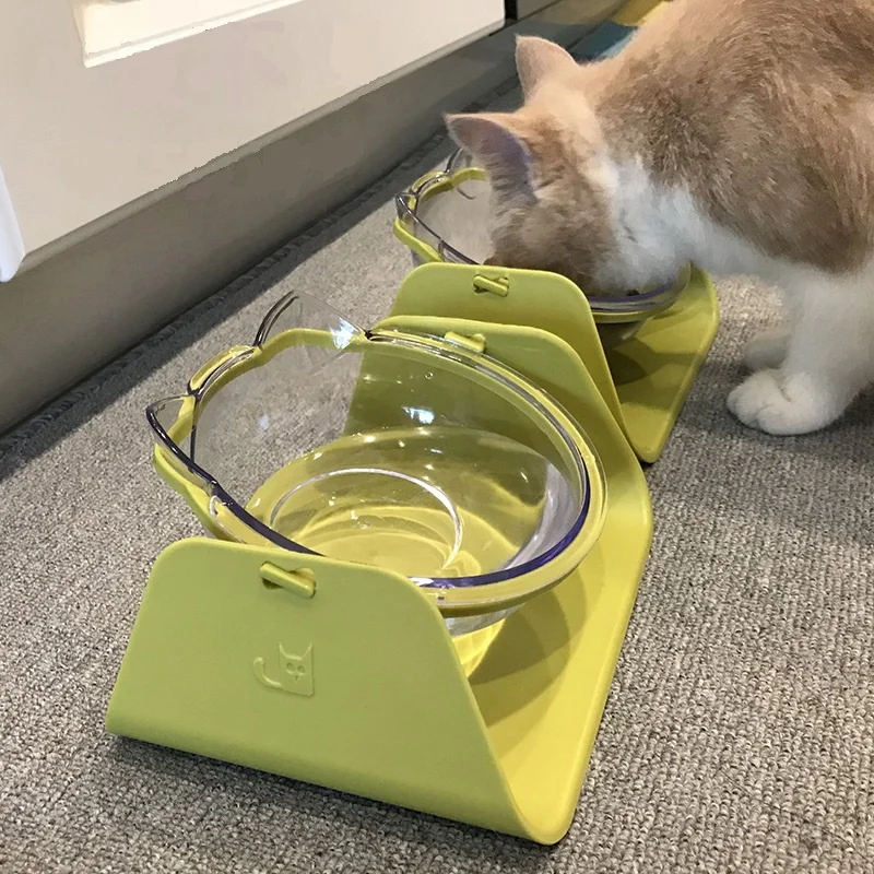 15 Degree Adjustable Pet Feeder Bowl Dog Cat Adjustable Feed Bowl Waterer Feeding Food Pet Dog Dish Feeders Tableware Green