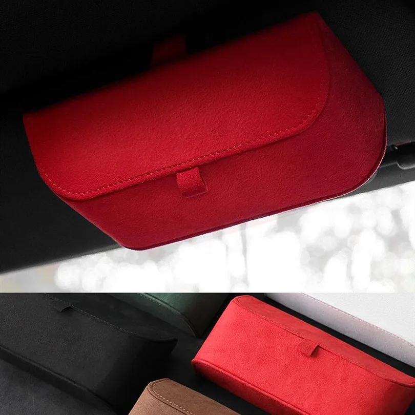 Car Roof Sunshade storage suede fiber sunglasses Box For BMW Porsche For Mercedes Benz Ford Skoda Toyota Honda etc. Accessories