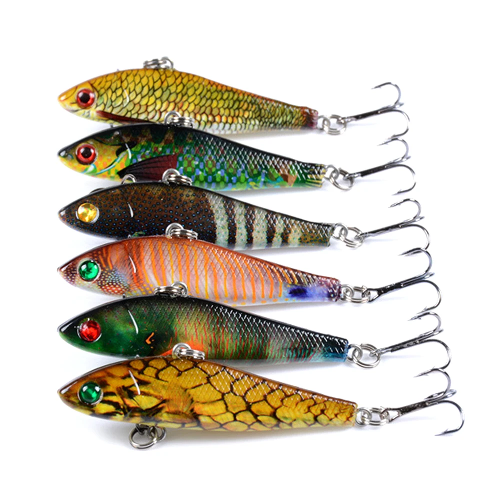 

Искусственная приманка, 6 шт., 6,5 см, 8,5 г, металлические рыболовные приманки, джиг, зимний гольян, жесткий морской речной ВИБ, товары для льда, Воблер для троллинга