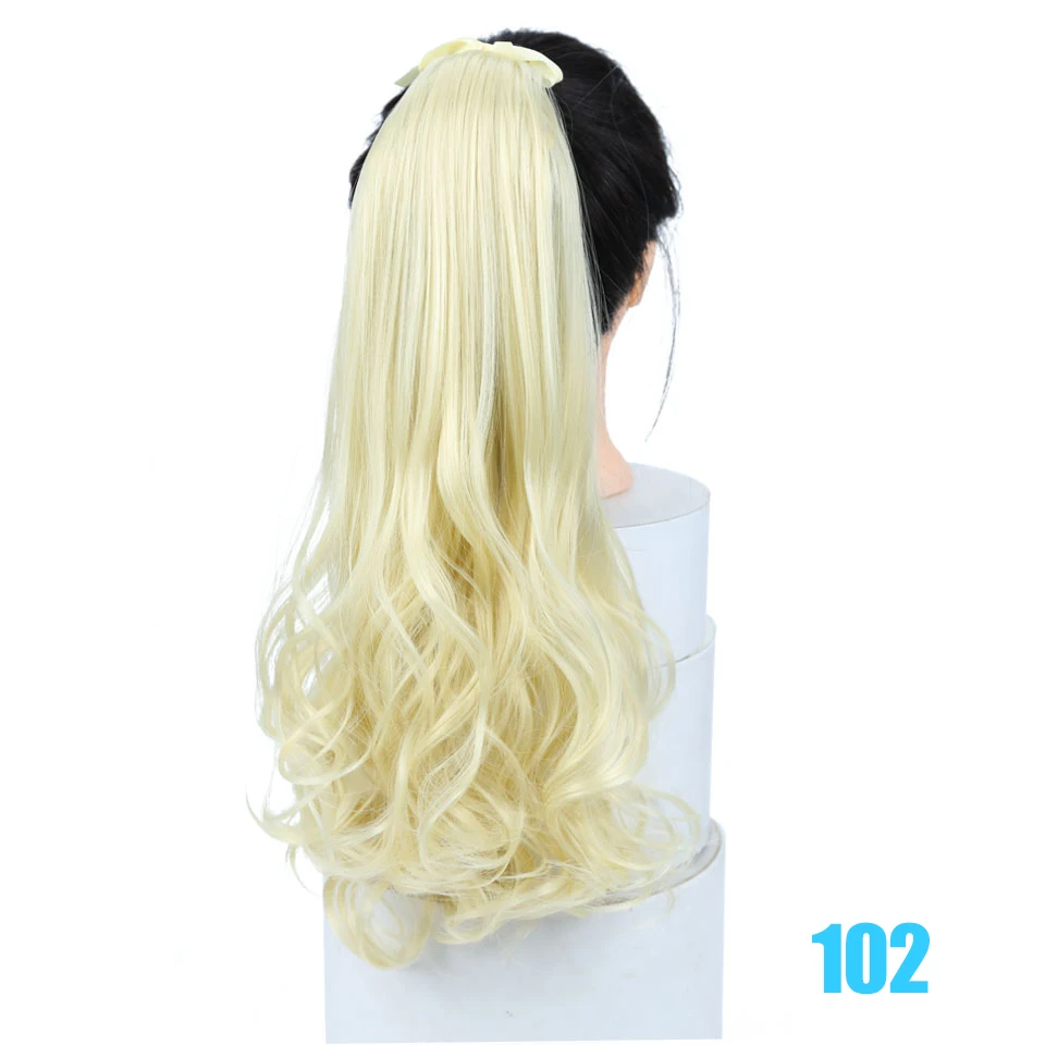 MEIFAN, длинные волнистые кудрявые конский хвост для женщин, лента, обернутая вокруг волос, конский хвост для наращивания, термостойкие синтетические шиньоны - Цвет: 102