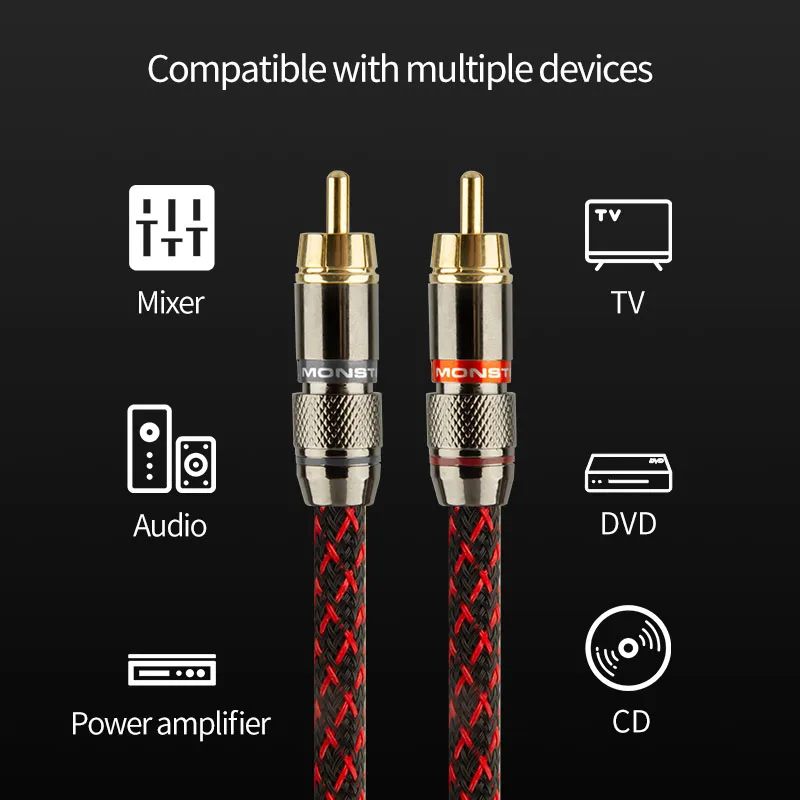 canare 1 pair RCA audio cable 2 RCA to 2 RCA Interconnect Cable HIFI Stereo 4N OFC  Male to Male For Amplifier DAC TV