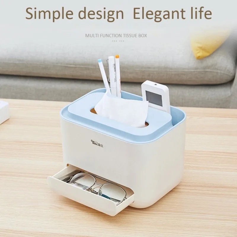 

Multifunctional Tissue Box Mobile Phone Bracket Holder Desktop Storage Box Napkin Tray for Living romm Bedroom And Bathroom